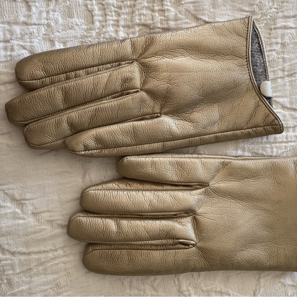Anthropologie Metallic Gold Leather Women's Gloves